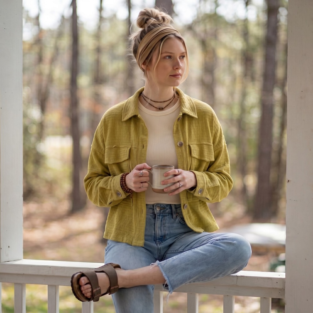 New Womens Oversized boxy Button Down Shacket Shirt Small NWT Granola boho baggy